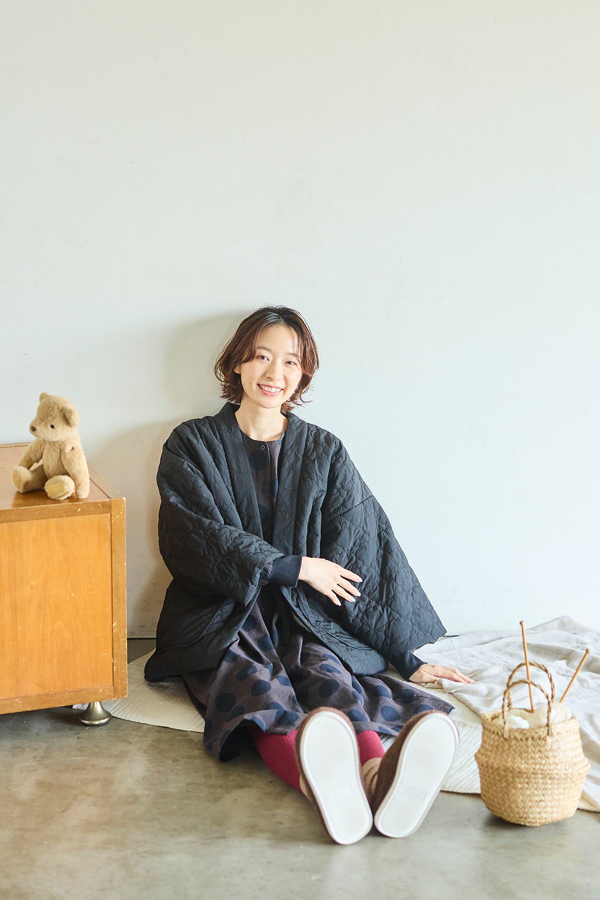 はんてんを着た女性モデルの写真